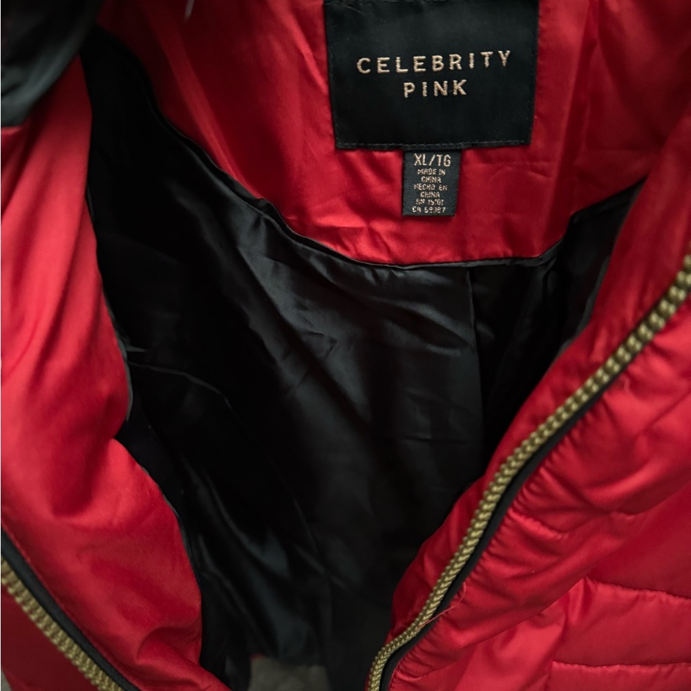 Celebrity Pink Red Puffer Jacket